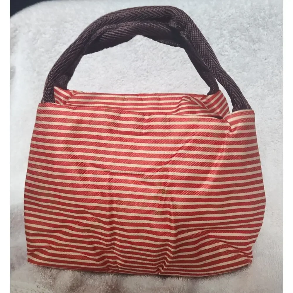 Hello Kitty Chef Lunch Tote Bag Red White Striped Zip Top Kawaii Cute - New